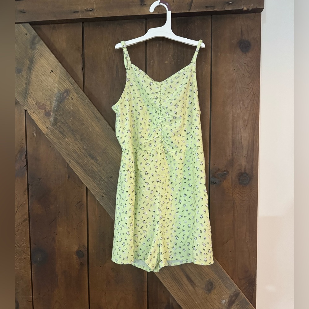 4/$12 H&M Lime Green Kids Romper with Floral Print